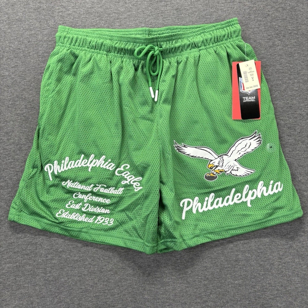 NFL RETRO LOGO PHILADELPHIA EAGLES SHORTS THROWBACK KELLY GREEN MENS M NWT